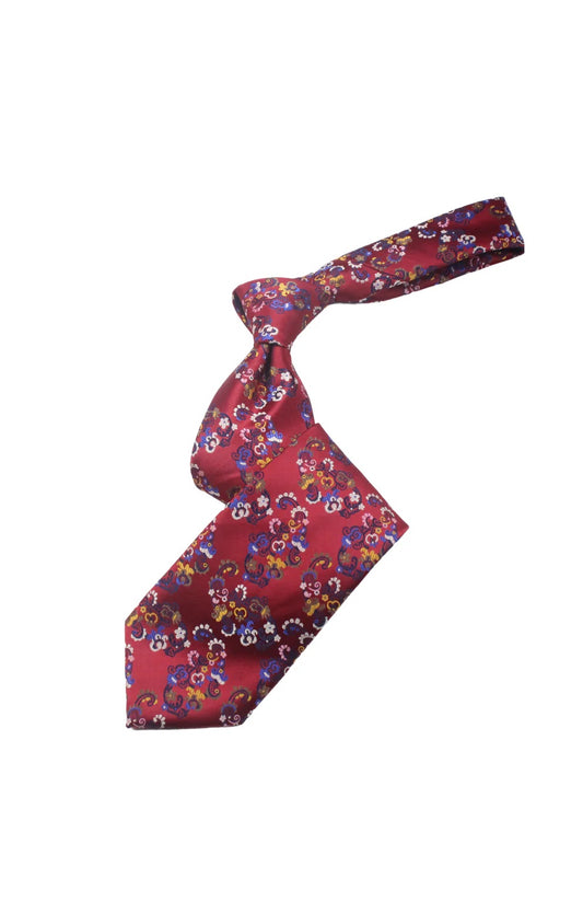 Miracle Garden 8 | Multi Color Red Paisley | Tie & Pocket Square