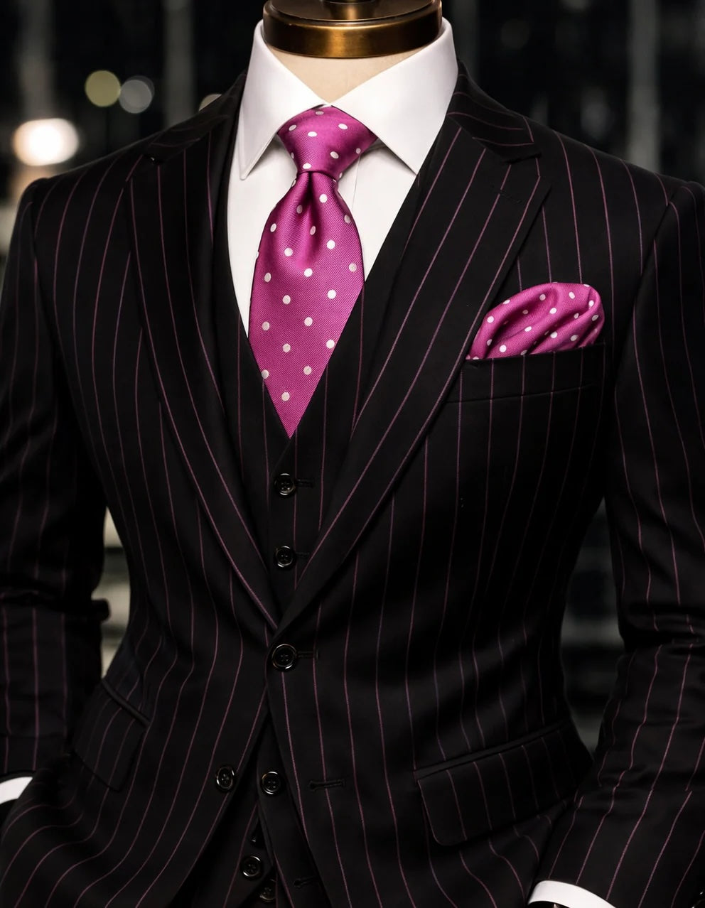 Pindot B10 | Fuchsia Blue Solid White Dot | Tie & Pocket Square