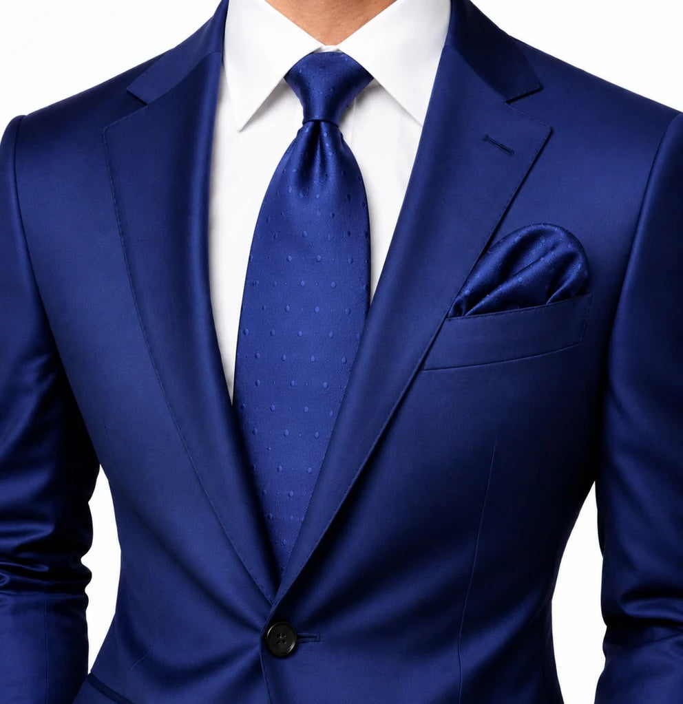 Pindot Solid A6 | Navy Solid Dot | Tie & Pocket Square