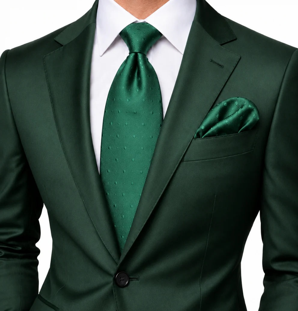 Pindot Solid A8 | Money Green Solid Dot | Tie & Pocket Square