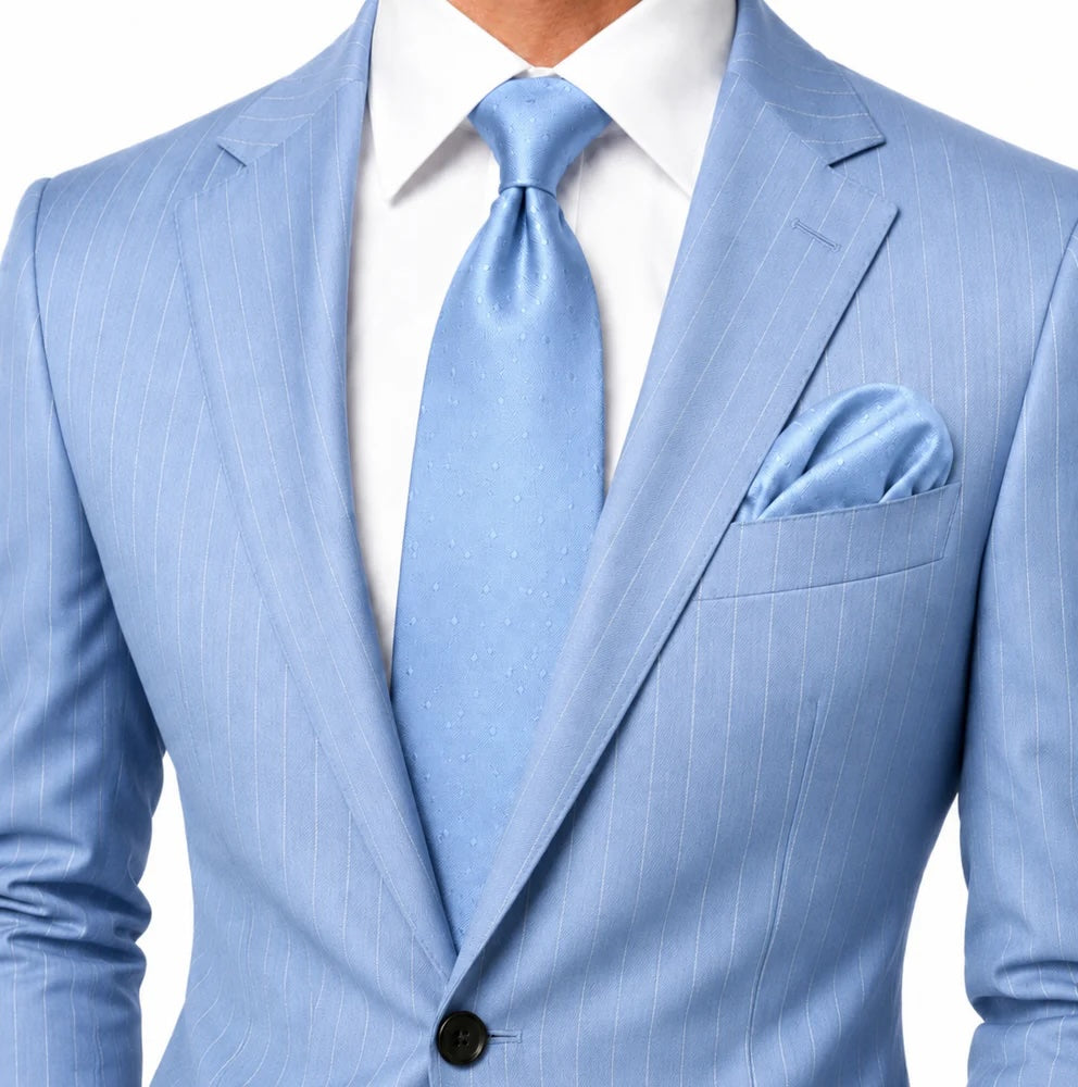 Pindot Solid B3 | Lt Blue Solid Dot | Tie & Pocket Square