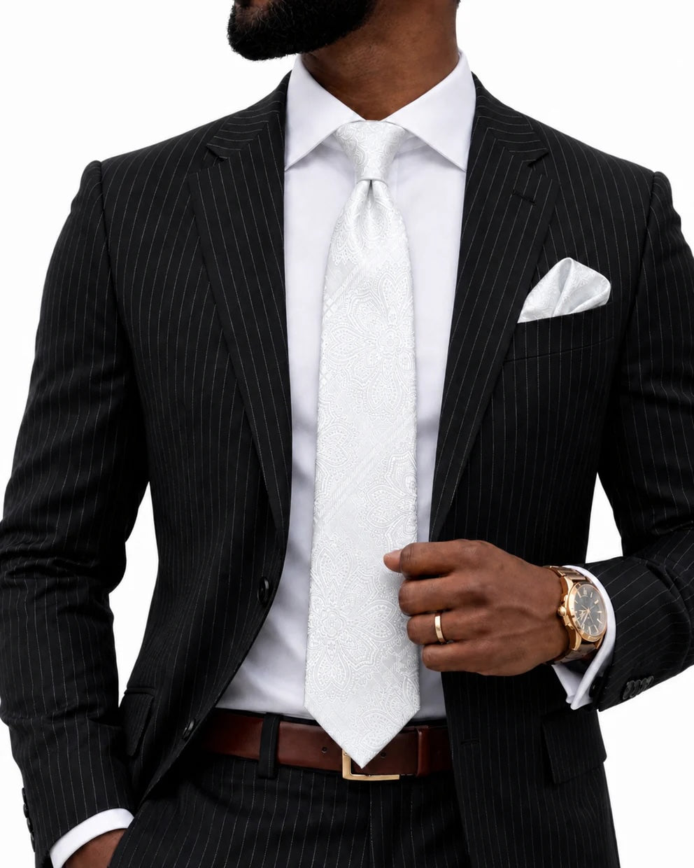 HIBISCUS 1 | WHITE | TIE & POCKET SQUARE