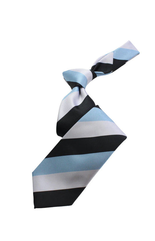 Saudi Stripe A1 | Silver/Black/Sky Blue | Tie & Pocket Square