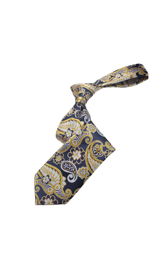 Sharjah 7 | Navy Gold & White Paisley | Tie & Pocket Square