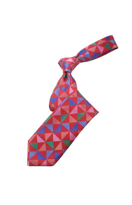 The Frame 10 | Multi Color Red Geometric | Tie & Pocket Square
