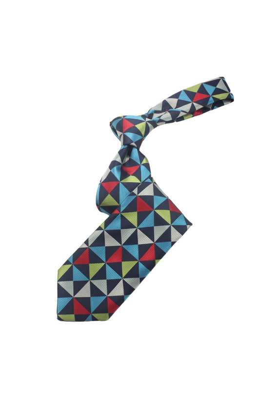 The Frame 5 | Multi Color Navy Geometric | Tie & Pocket Square