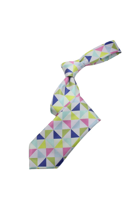 The Frame 6 | Multi Color White Geometric | Tie & Pocket Square
