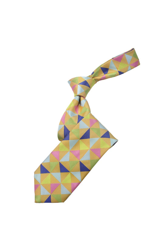 The Frame 9 | Multi Color Gold Geometric | Tie & Pocket Square