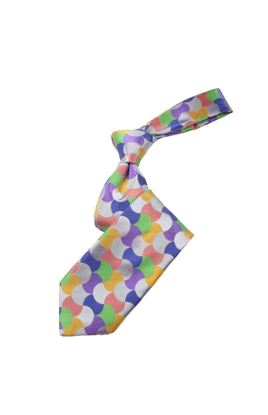 U.A.E 4 | Multi Color Silver Geometric | Tie & Pocket Square