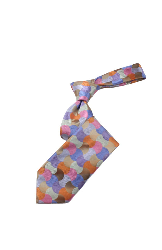 U.A.E 9 | Multi Color Taupe Geometric | Tie & Pocket Square